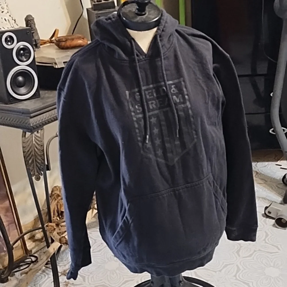 Sweater Hoodie Pull string hood pull over Faded Black FIELD AND STREAM sz Med